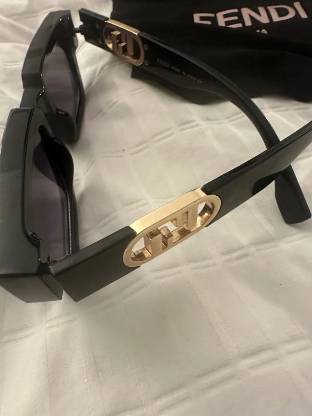 Fendi Black Sunglasses with Gold-Accent Temples